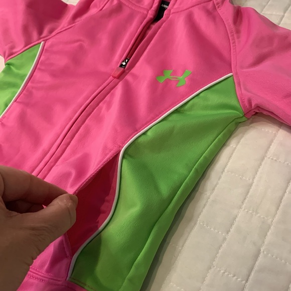 Under Armor Baby Girls Pink And Green Track Jacket, Size 4 - Picture 12 of 15